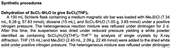 Procedure for dehydration of scandium chloride hexahydrate